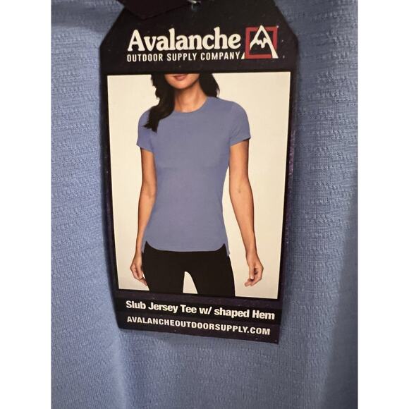 Avalanche Blue Slub Jersey Tee With Shaped Hem Women’s Sz L Gorpcore Hiking NWT - Picture 3 of 8